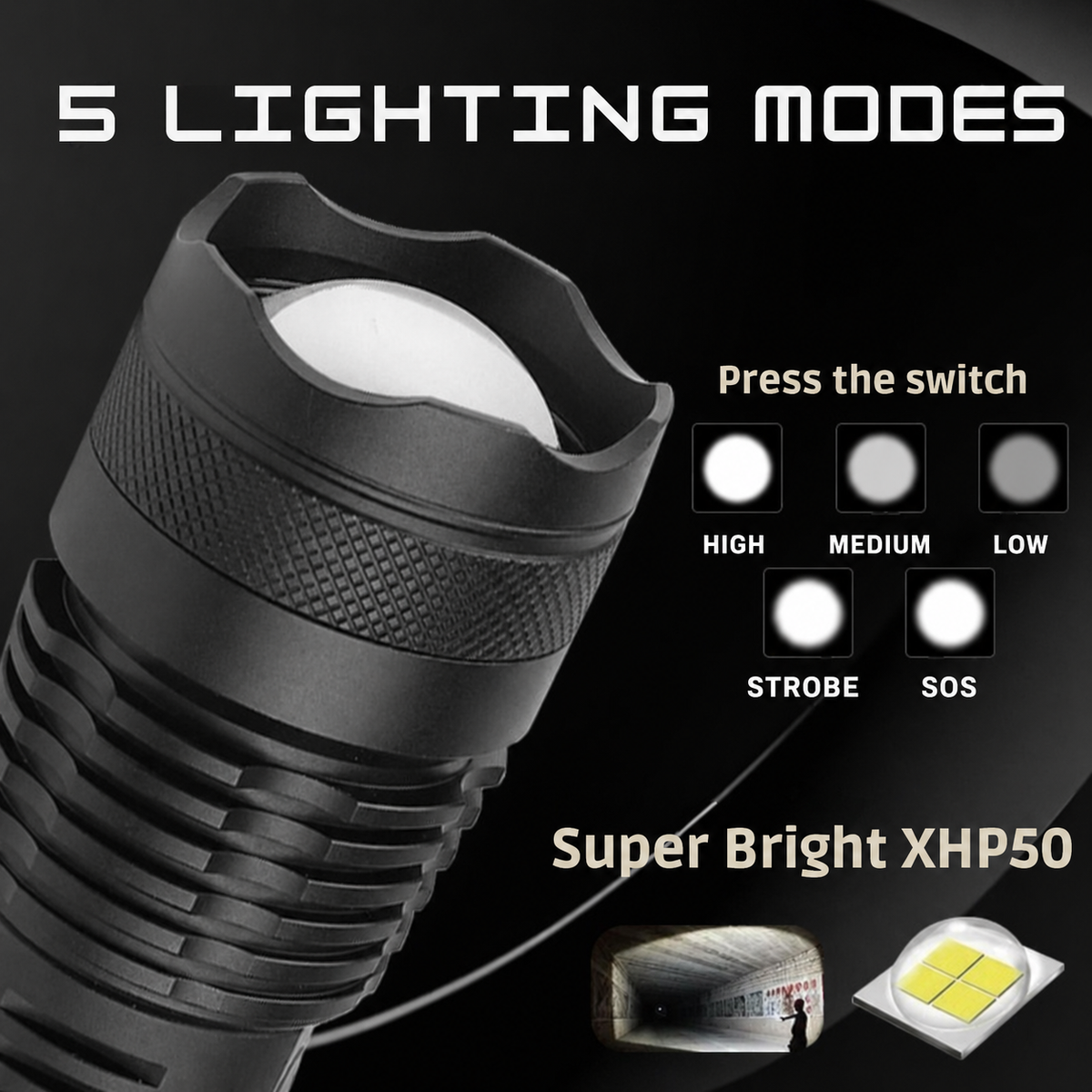 Super Bright Flashlight | Zoomable Rechargeable Torch