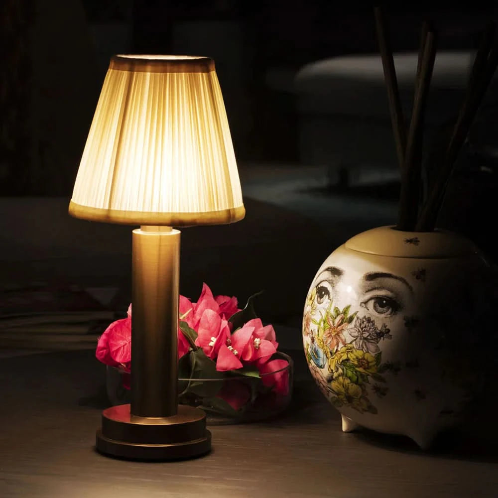 Table Lamp | Pleated Shade, Rechargeable Cordless Base