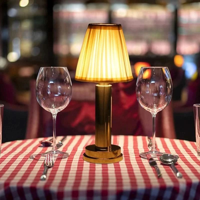 Table Lamp | Pleated Shade, Rechargeable Cordless Base