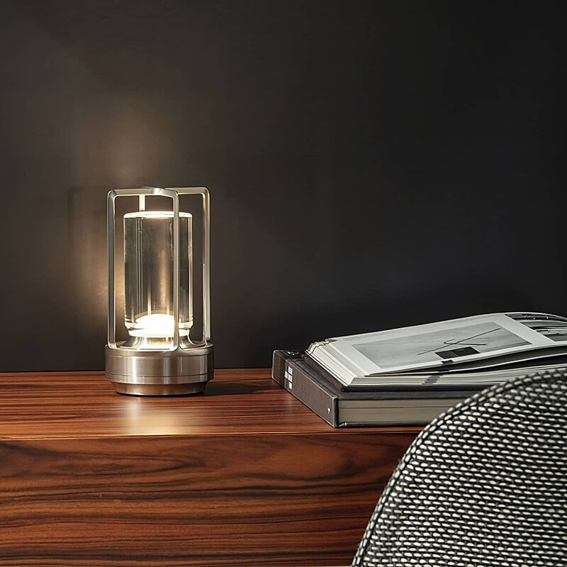 Table Lamp | Touch Dimming, Open Frame Cylinder Shade