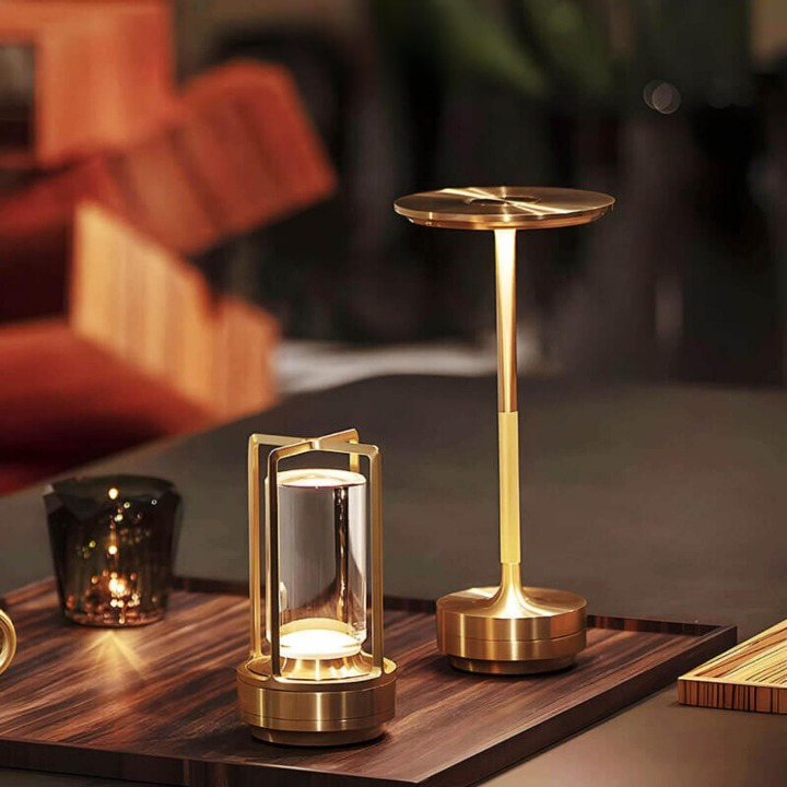 Table Lamp | Touch Dimming, Open Frame Cylinder Shade