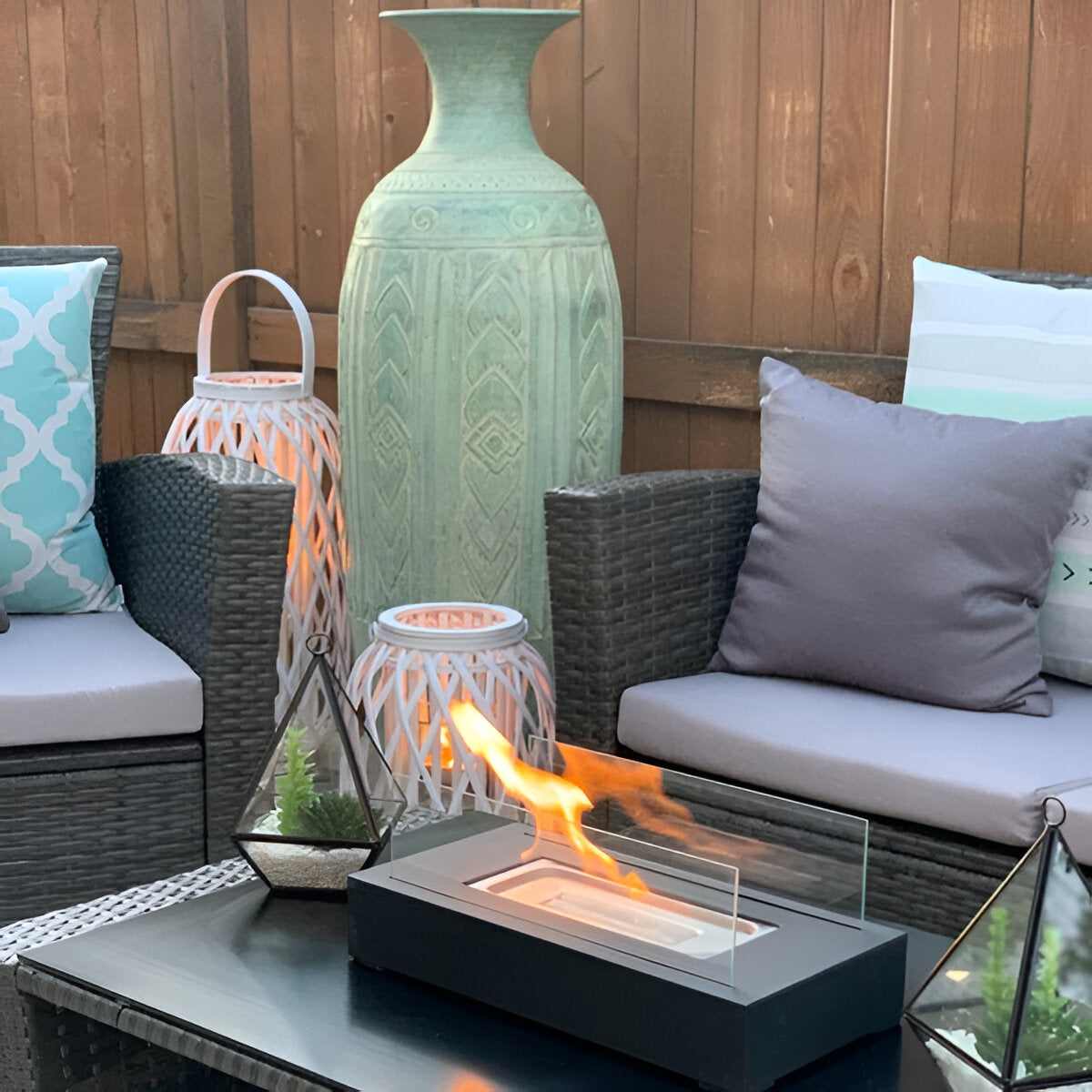 Tabletop Bioethanol Fireplace | Rectangular, Twin Panels
