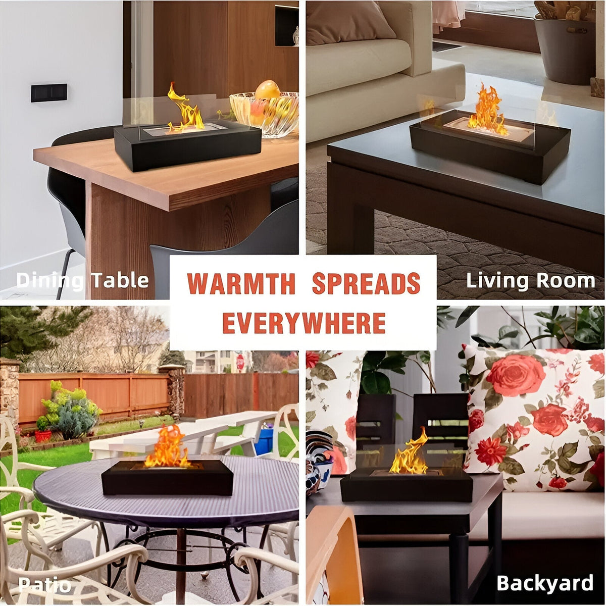 Tabletop Bioethanol Fireplace | Rectangular, Twin Panels