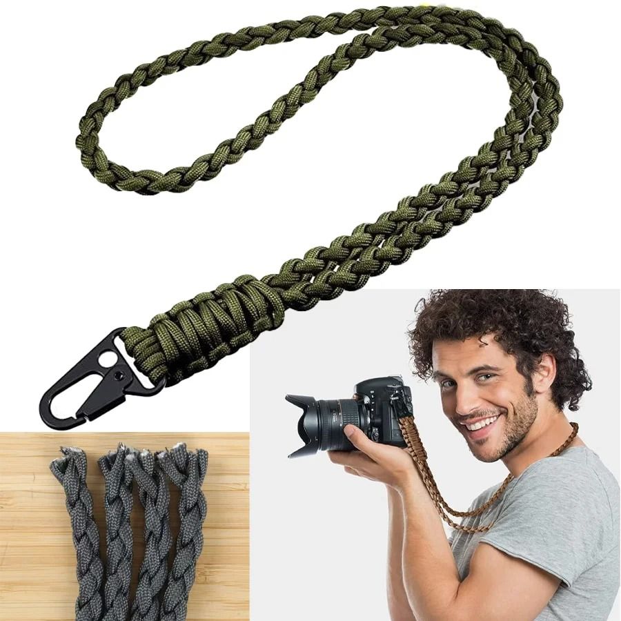 Tactical Paracord Lanyard Keychain | 550 Military-Grade Cord with HK Clips | Neck Carry for Camera, Hiking, Fishing Gear
