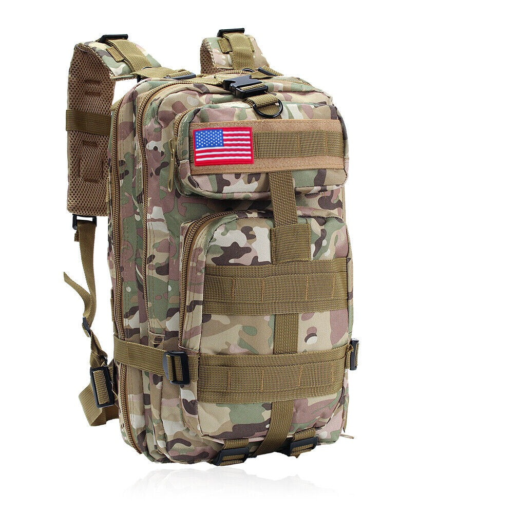 Tactical Rucksack Waterproof Fabric | 30 Litre Capacity, 45 x 23 x 25 cm | MOLLE Webbing, Compression Straps & Padded Back