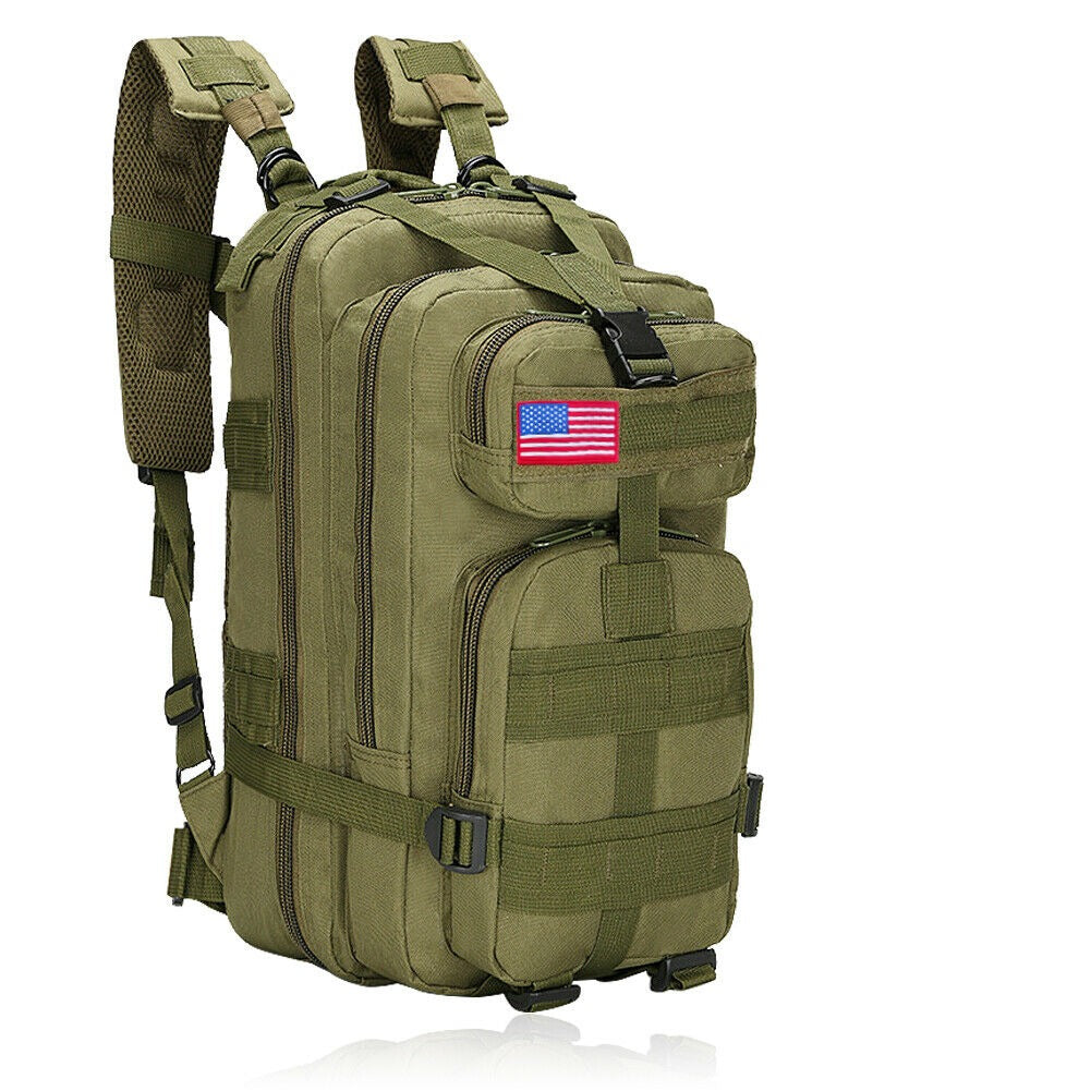 Tactical Rucksack Waterproof Fabric | 30 Litre Capacity, 45 x 23 x 25 cm | MOLLE Webbing, Compression Straps & Padded Back