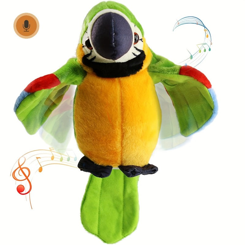 Talking Parrot Plush Toy | Records and Repeats Your Voice | Soft Cuddly Bird Toy for Playful Interactive Learning Fun