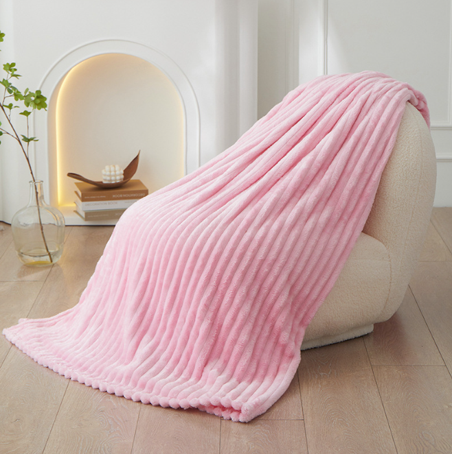 Textured Ridge Throw Blanket Polyester | Multiple Sizes & 8 Colours | Chunky Pile Adds Warmth, Machine Washable