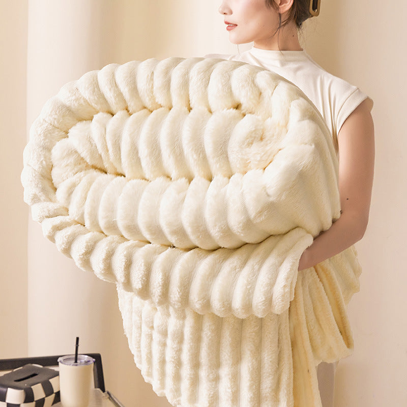 Textured Ridge Throw Blanket Polyester | Multiple Sizes & 8 Colours | Chunky Pile Adds Warmth, Machine Washable