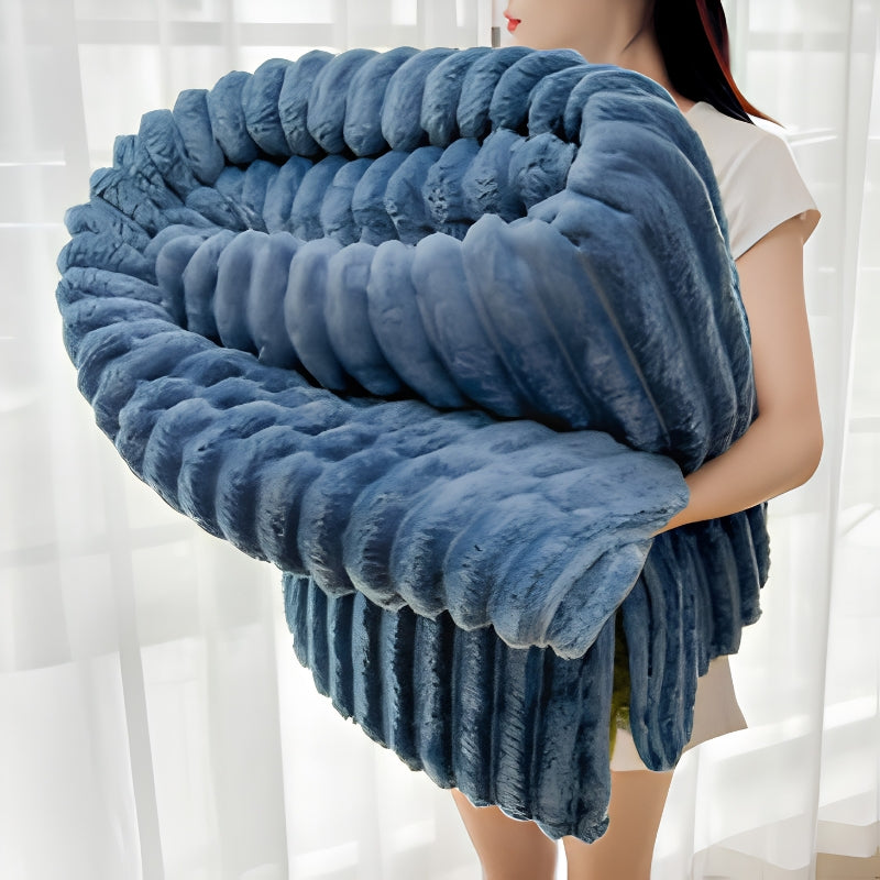 Textured Ridge Throw Blanket Polyester | Multiple Sizes & 8 Colours | Chunky Pile Adds Warmth, Machine Washable