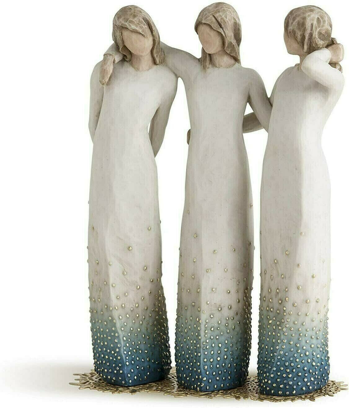 Three Women Friendship Figurine Resin | Hand-Painted Sisters Statue with Metal Base | Sentimental Keepsake Gift