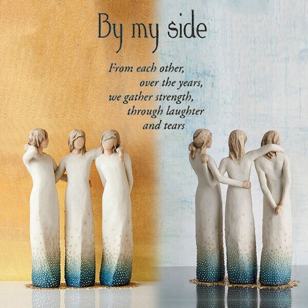 Three Women Friendship Figurine Resin | Hand-Painted Sisters Statue with Metal Base | Sentimental Keepsake Gift
