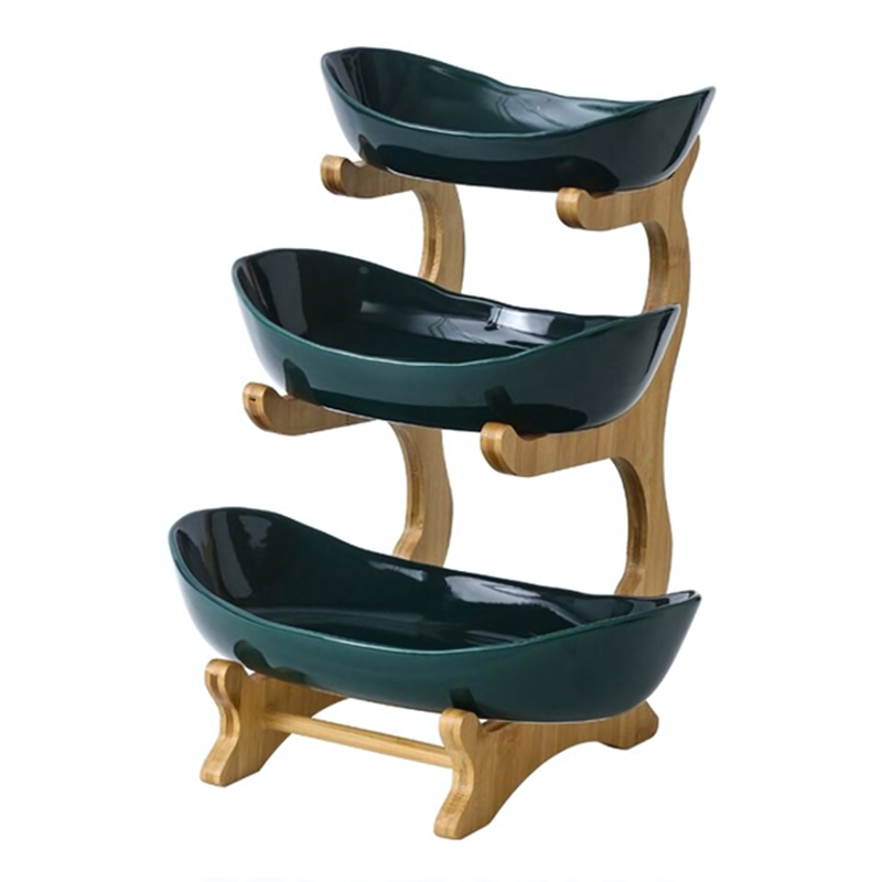 Tiered Fruit Stand | Two Oval Bowls, Curved Open Frame