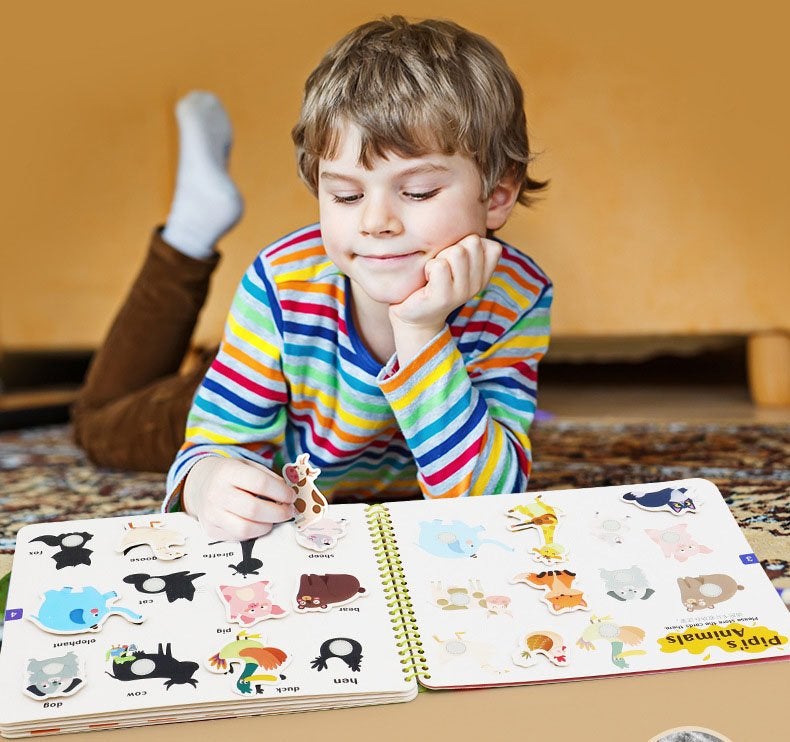 Toddler Activity Book Paper Pages | Sticky Matching Games for Shapes, Numbers and Animals | Builds Fine Motor Skills