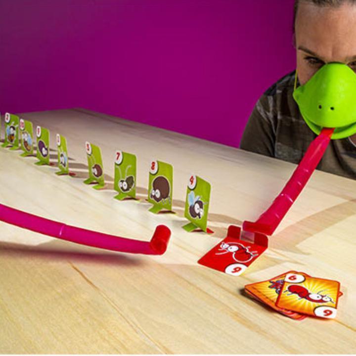 Tongue-Shooting Mask Game | 2 Masks, 2 Tongues & 20 Number Cards | Blow-Action Party Game for Family Fun and Group Play