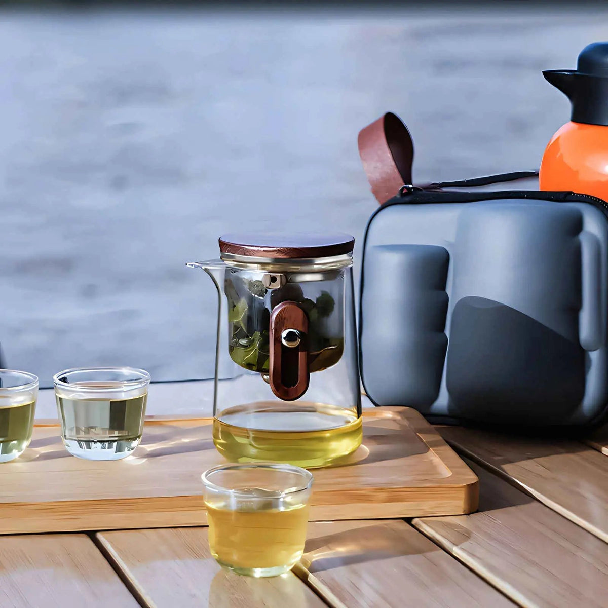 Travel Glass Tea Set | Built-In Strainer, Hard Carry Case