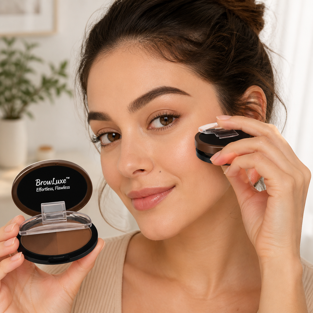 Two-Tone Brow Powder Stamp | Waterproof, Smudge-Proof 24-Hour Formula | Adjustable Arch for Natural Full Brows