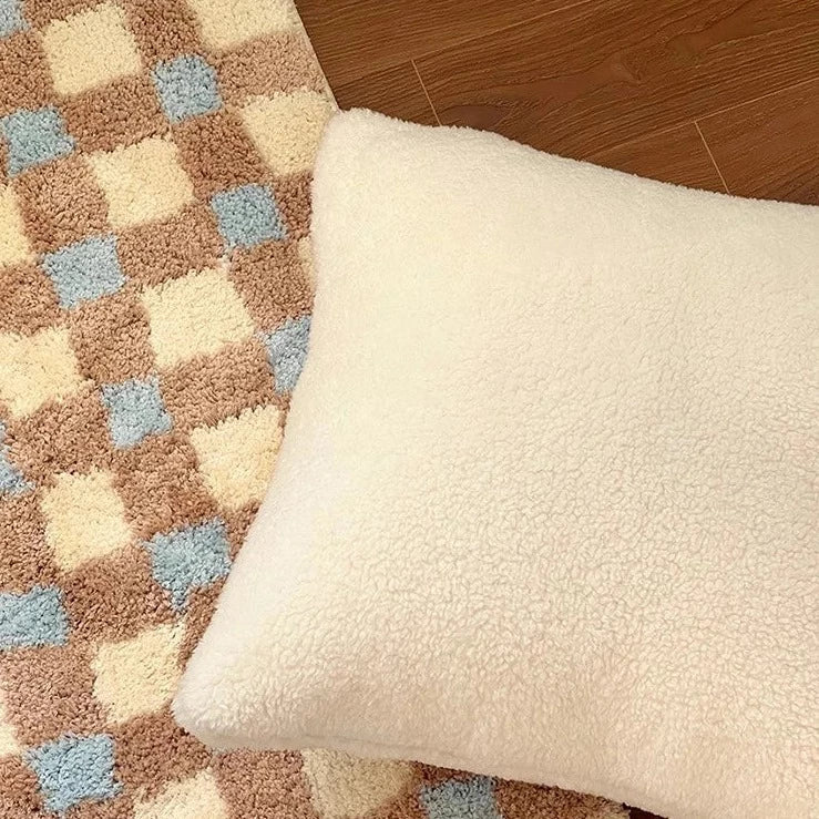 Two-Tone Grid Rug Polyester | Non-Slip TPR Base | Soft Checkered Texture for Living Room, Bedroom, Hallway or Entryway