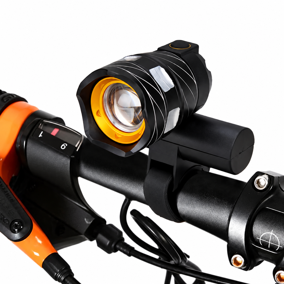 USB Rechargeable Bike LED Light | 5 LED 50 lm, 4 Light Modes, 240° Angle | IPX6 Waterproof, Gel Strap, 8hr Runtime
