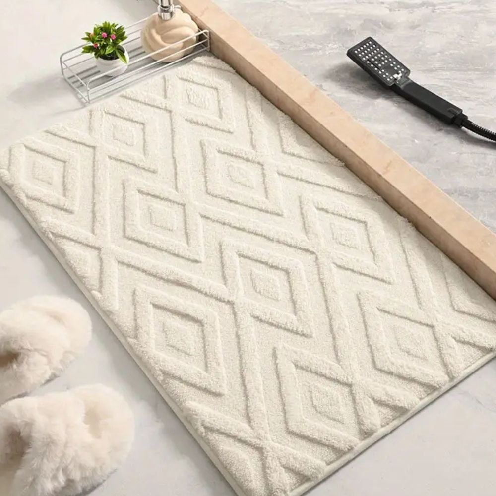 Ultra-Soft Microfiber Bath Mat - Modern Geometric Design