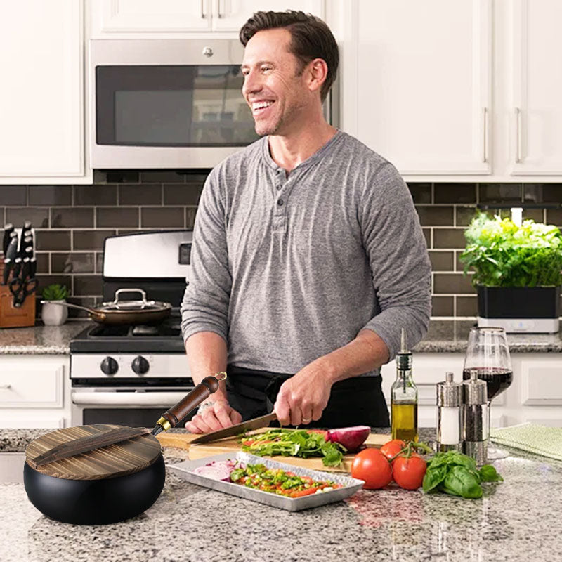 Uncoated Iron Cooking Pot | Multiple Sizes & Lid Options | Even Heat Retention, Natural Non-Stick Seasoning for All Stovetops
