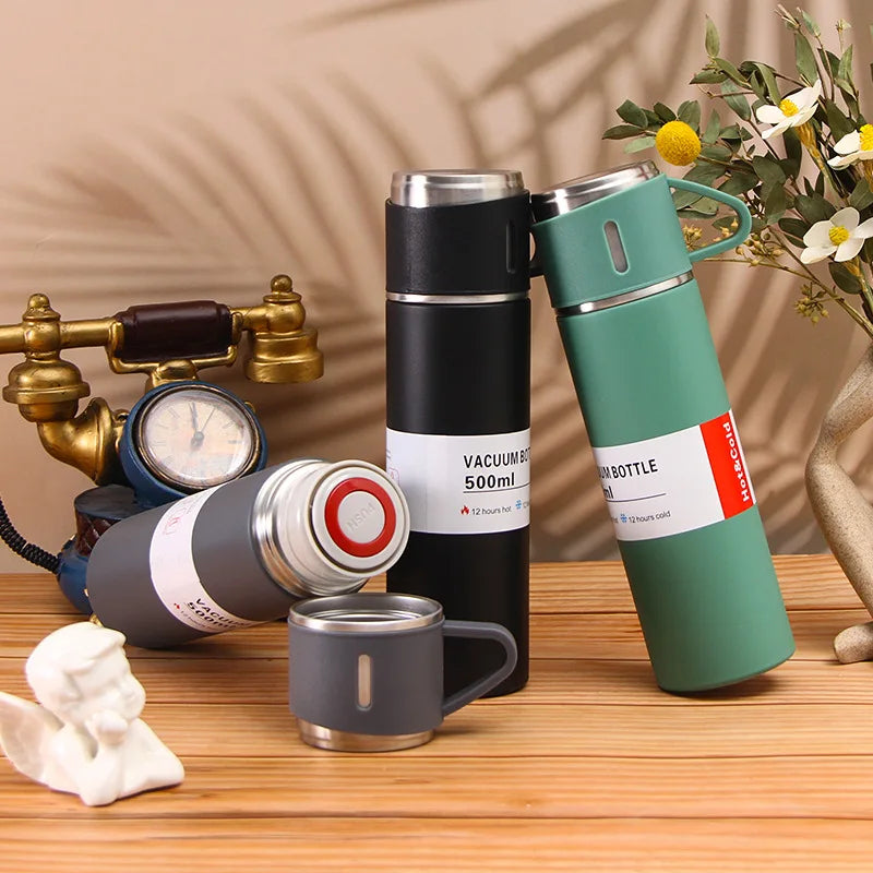 Vacuum Insulated Travel Mug Stainless Steel | 500ml Leak-Resistant Coffee Bottle | Keeps Drinks Hot or Cold for Hours