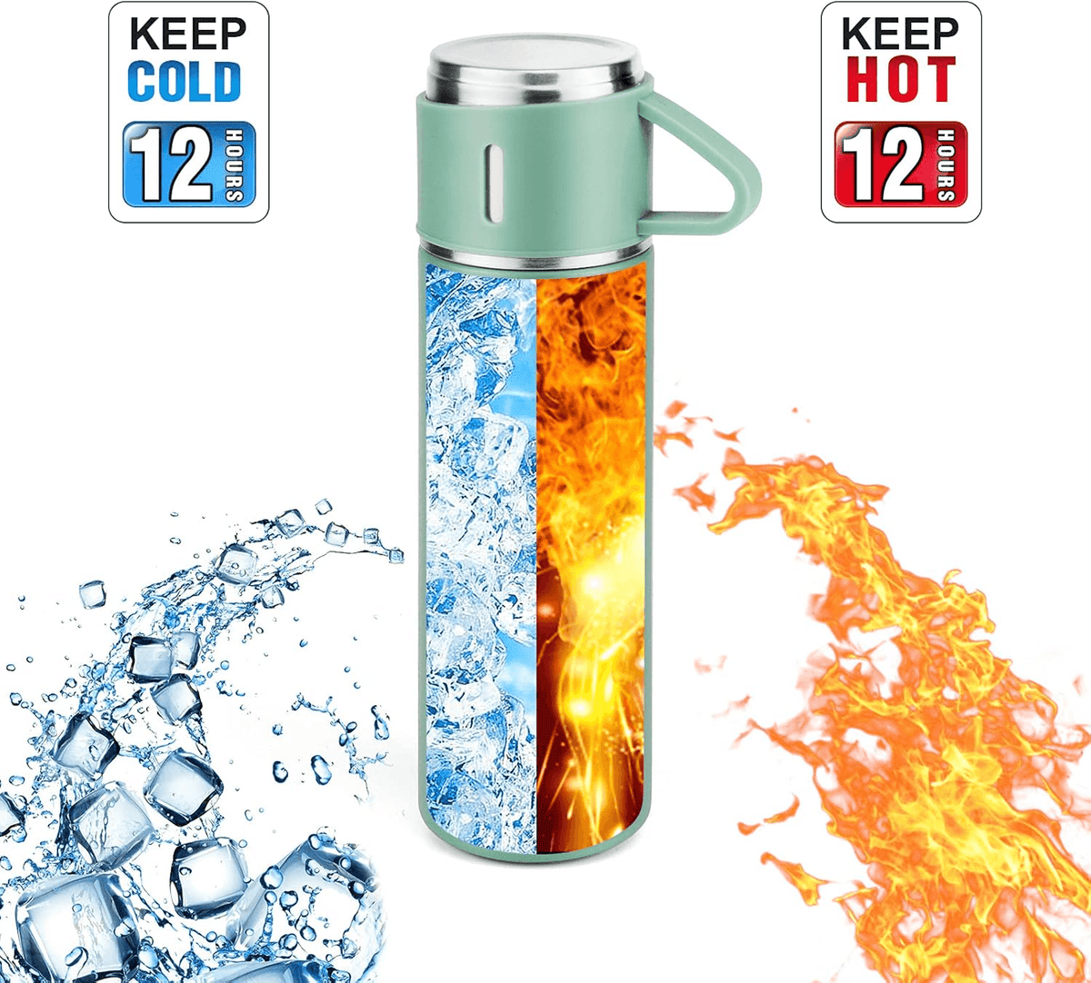 Vacuum Insulated Travel Mug Stainless Steel | 500ml Leak-Resistant Coffee Bottle | Keeps Drinks Hot or Cold for Hours