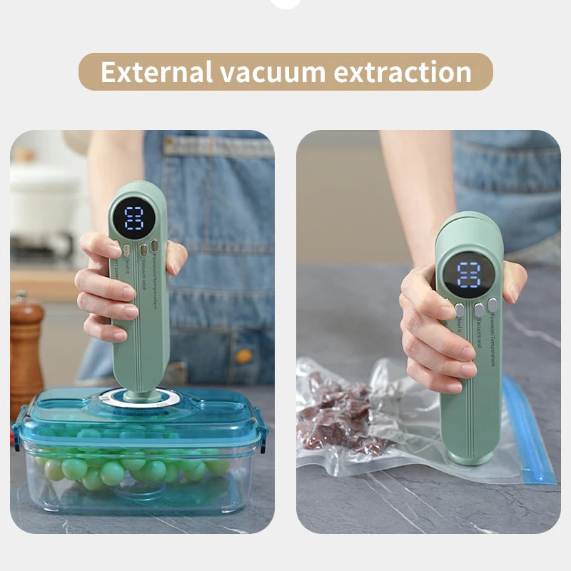 Vacuum Sealer | Cordless Handheld Bag Sealer with Digital Display