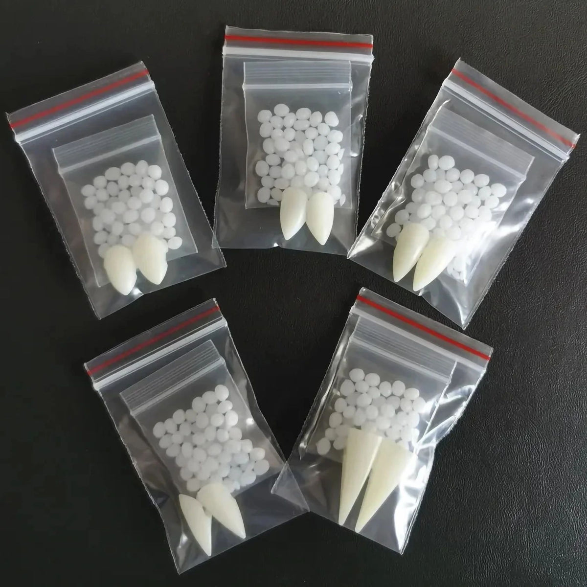 Vampire Fang Teeth Costume Set | Resin Fangs with Fitting Adhesive | Realistic Halloween Cosplay Prop Accessory