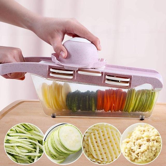 Vegetable Slicer | Interchangeable Blades, Catch Container