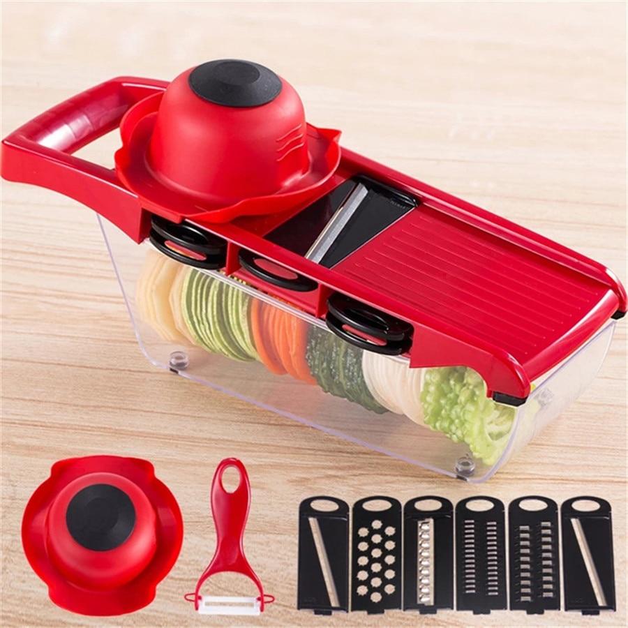 Vegetable Slicer | Interchangeable Blades, Catch Container
