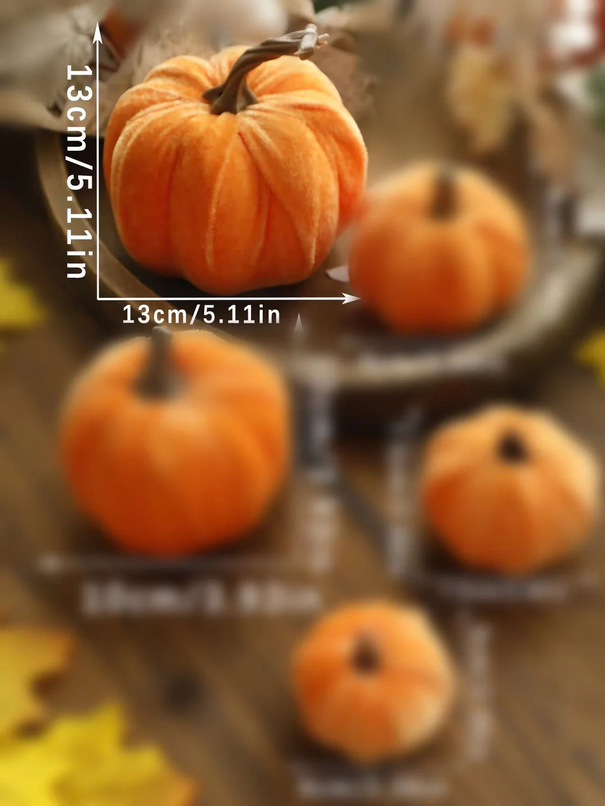 Velvet Artificial Pumpkin Autumn Décor | Plush Textured Shell with Decorative Stem | Reusable Foam-Filled Design
