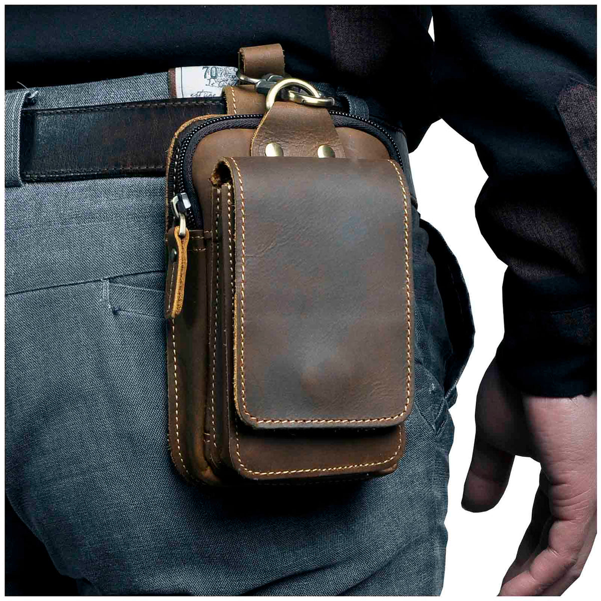 Vexton | Men's Waist Bag with Adjustable Strap - Durable Brown Design