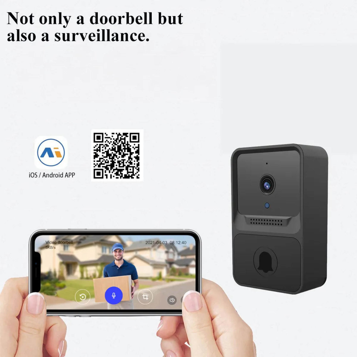Video Doorbell Camera Wireless | HD Night Vision, WiFi App Control, 2-Way Audio | 365-Day Battery & Cloud Storage