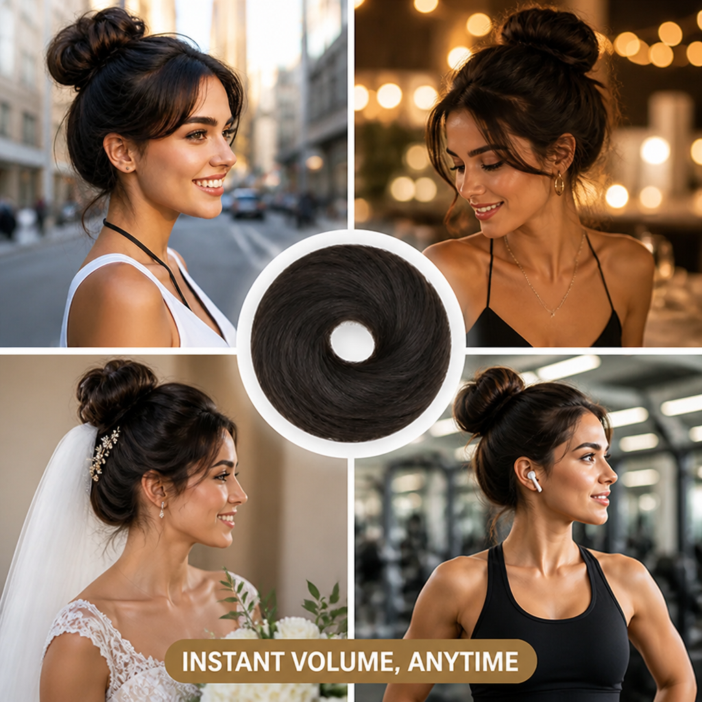 Volumising Bun Hairpiece | Soft Synthetic Fibres with Built-In Elastic Band | Instant Natural-Look Volume for Any Hair Type