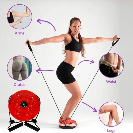 Waist Twisting Disc for Core & Balance Training | Magnetic Massage Nodes & Resistance Ropes | ABS Plastic, Max Load 100 kg