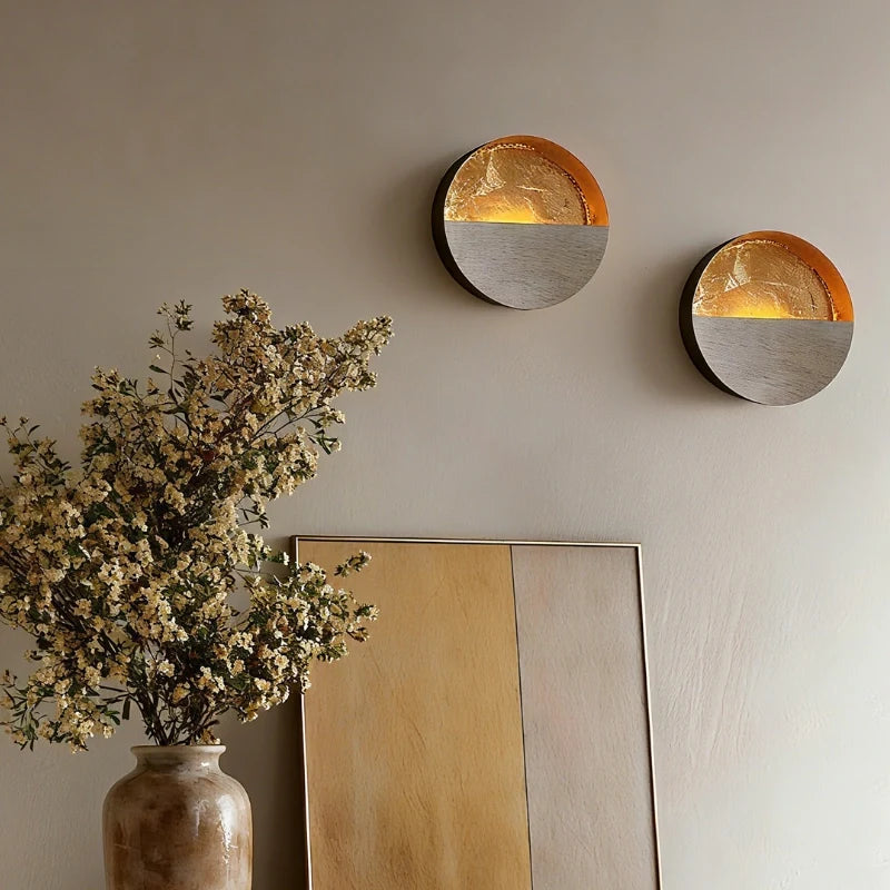 Wall Candle Holder Iron 20.5 x 8 cm | Hand-Hammered Gold Interior | Reflects Candlelight for Warm Ambient Glow
