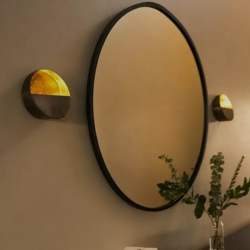Wall Candle Holder Iron 20.5 x 8 cm | Hand-Hammered Gold Interior | Reflects Candlelight for Warm Ambient Glow