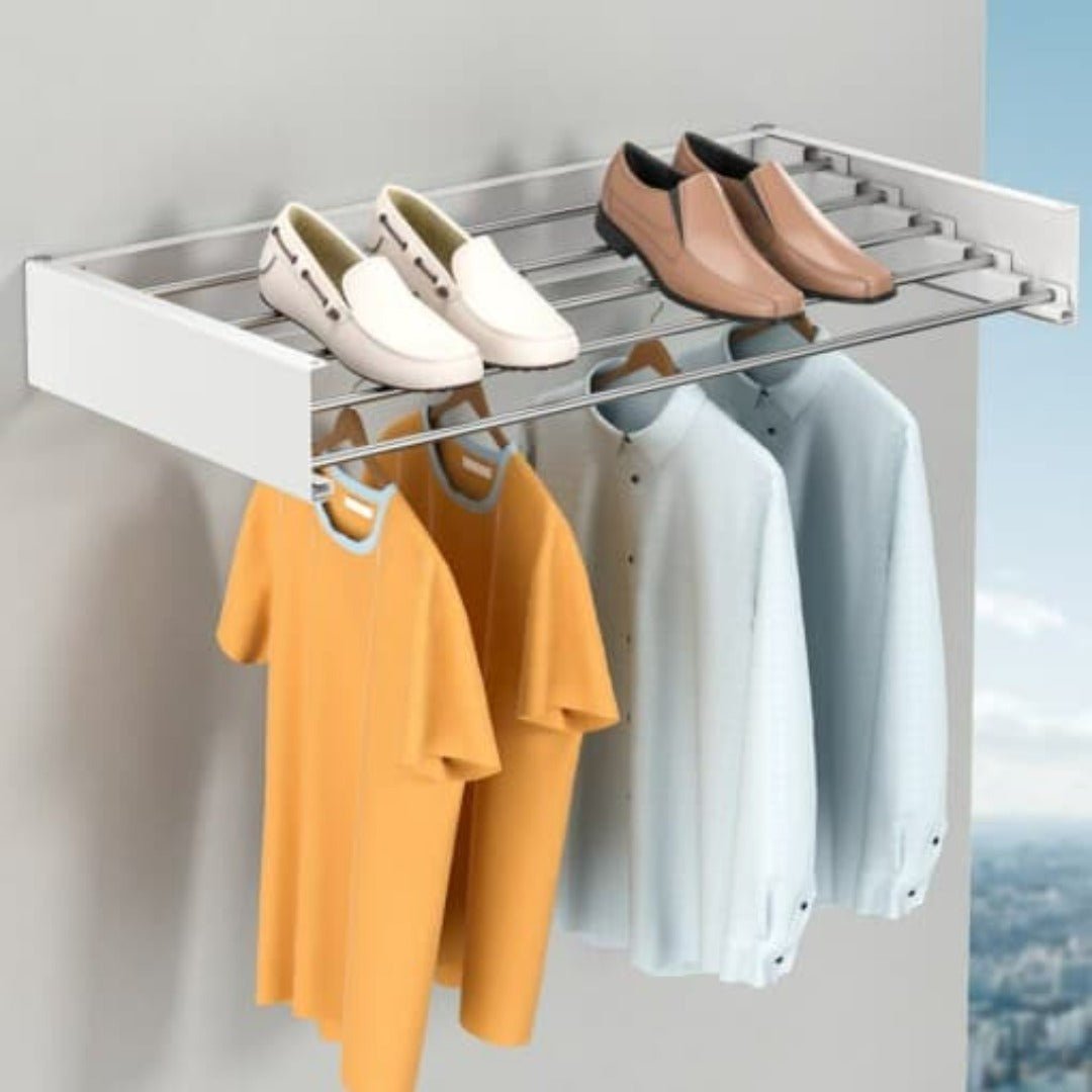 Wall-Mounted Drying Rack Foldable Stainless Steel Aluminium with 5 Bars