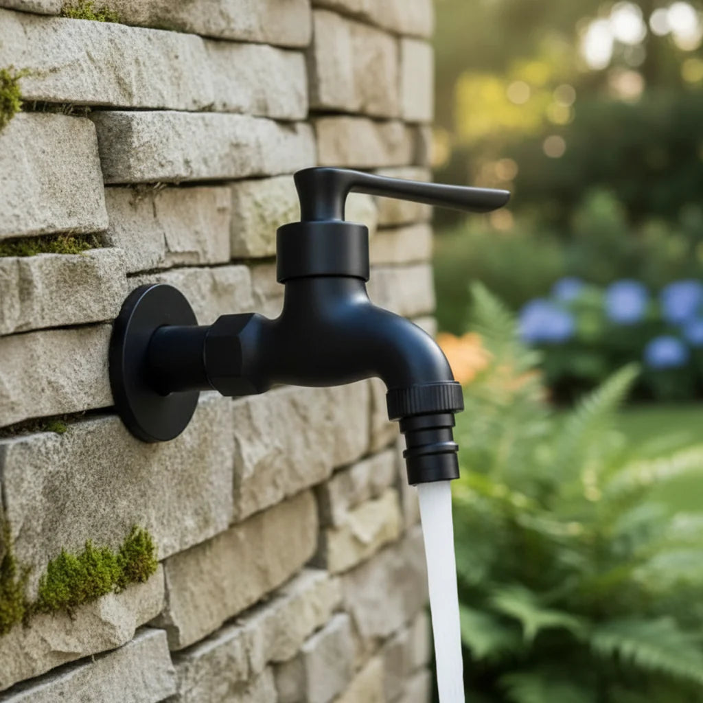 Wall-Mounted Faucet | Matt Black Brass Garden & Utility Tap