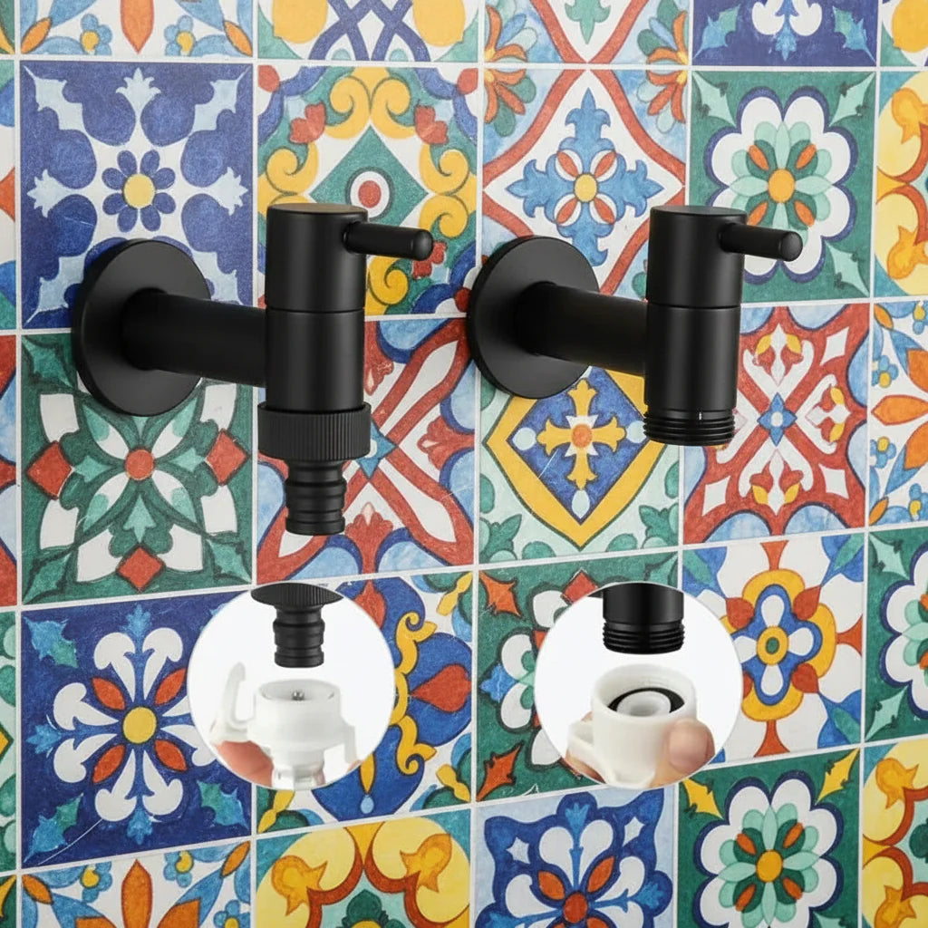 Wall-Mounted Faucet | Matt Black Brass Garden & Utility Tap