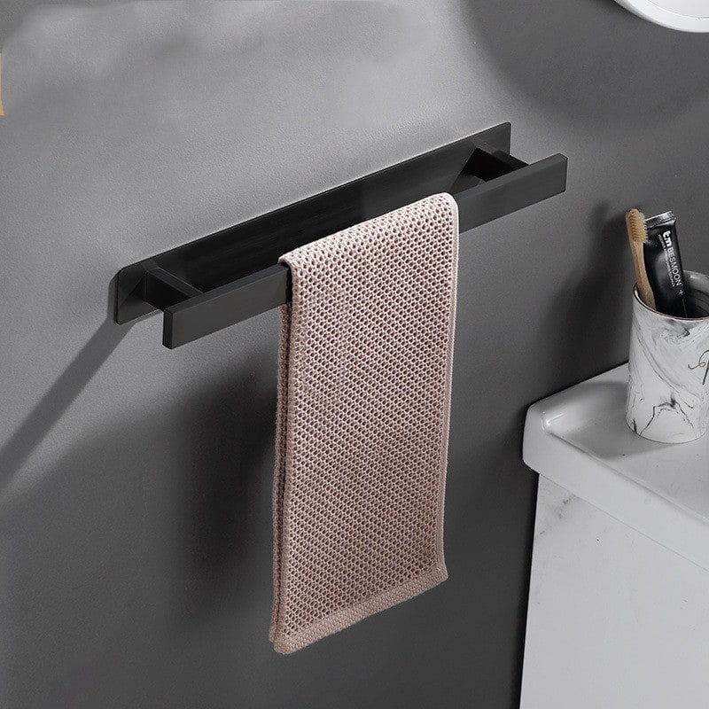 Wall Mounted Towel Bar Stainless Steel 40cm | No-Drill Adhesive Installation | Brushed or Matte Black Finish Option