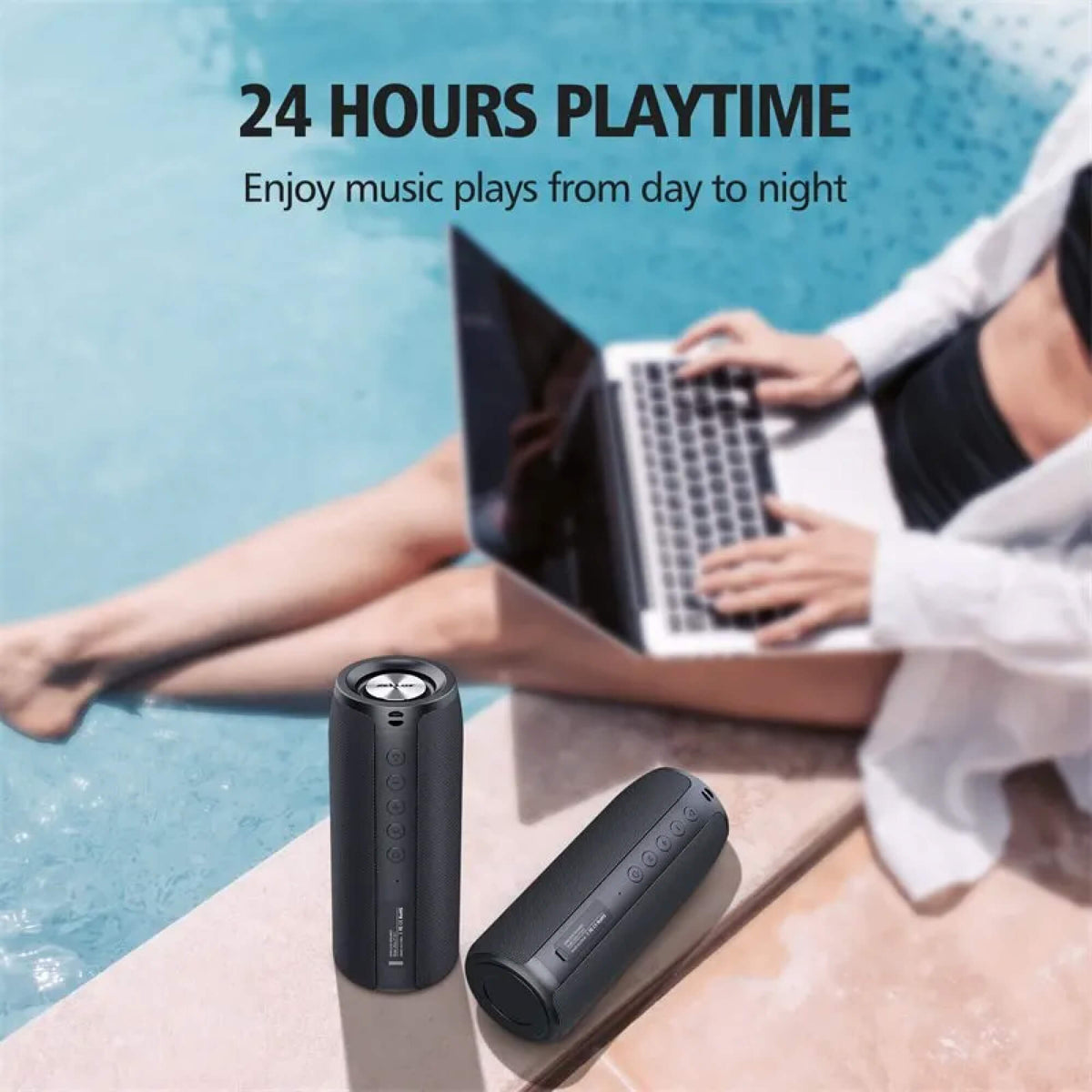 Waterproof Bluetooth Speaker 10W | Bluetooth 5.2 TWS Dual Pairing | 12H Playtime, TF Card/USB Flash Drive Support