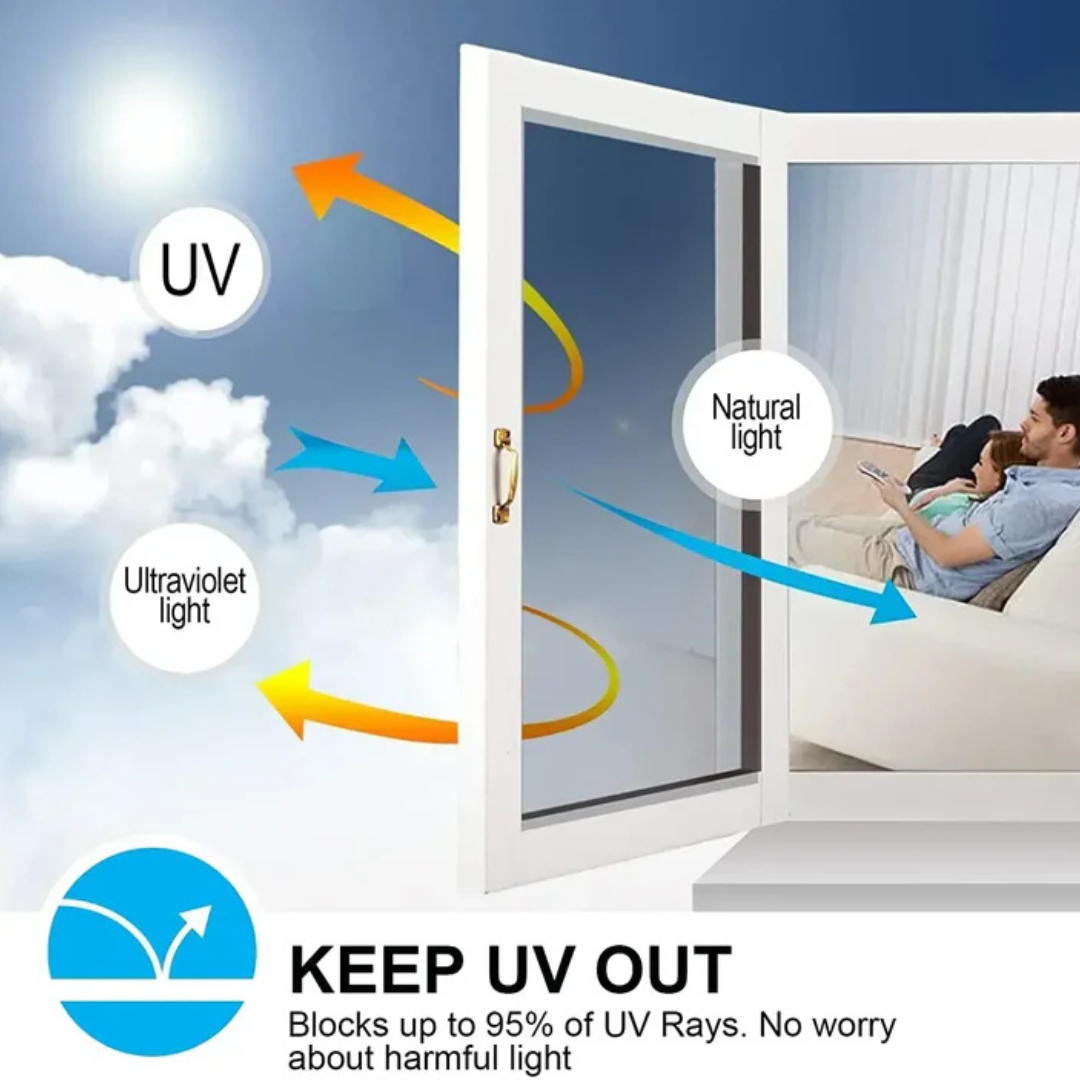 Window Insulation Film PET | Heat Reflective, Self-Adhesive & Reusable | Reduces Heat Loss & Boosts Daytime Privacy