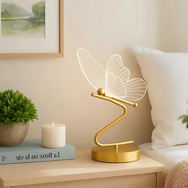 Wing Table Lamp Iron & Acrylic | Sculpted Wing Design | Rechargeable, 3-Tone, Cordless, 10-Hour Battery