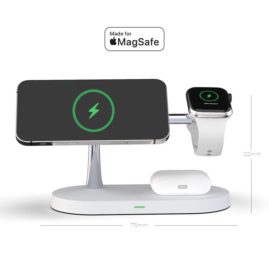 Wireless Charger 4-in-1 Magnetic Qi MagSafe Stand with LED Touch Panel