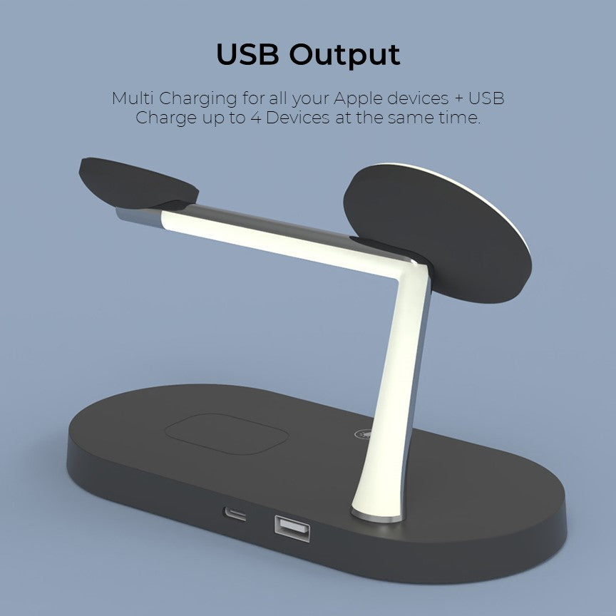 Wireless Charger 4-in-1 Magnetic Qi MagSafe Stand with LED Touch Panel