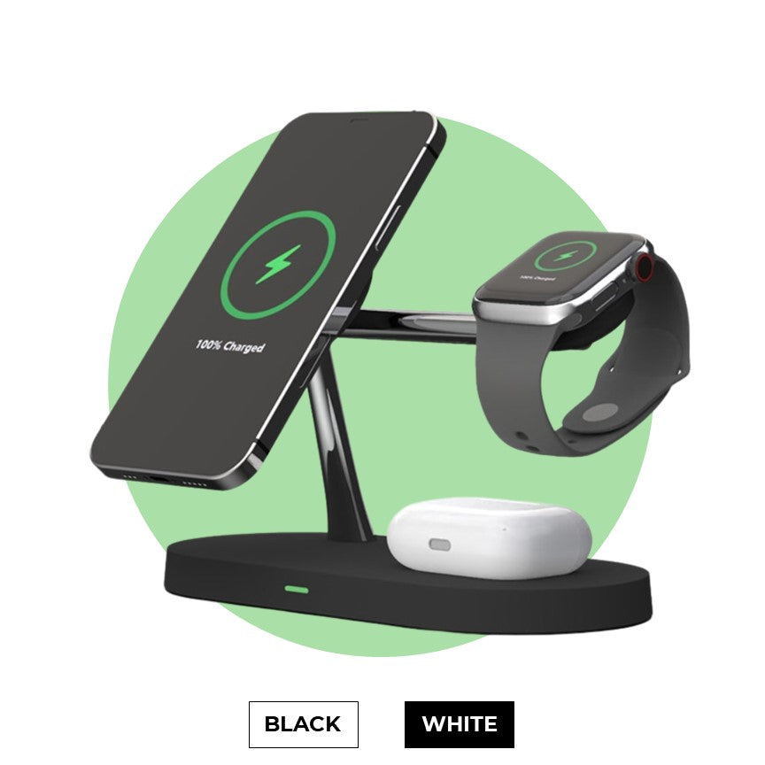 Wireless Charger 4-in-1 Magnetic Qi MagSafe Stand with LED Touch Panel