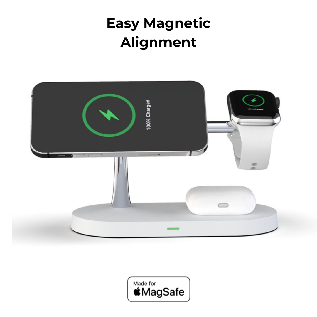 Wireless Charger 4-in-1 Magnetic Qi MagSafe Stand with LED Touch Panel