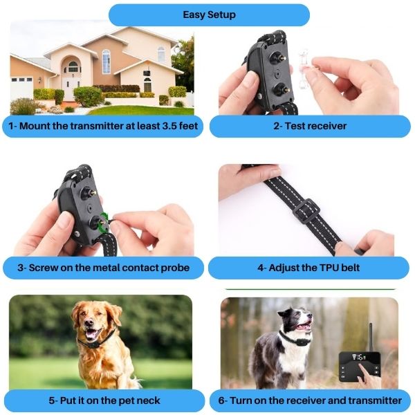 Wireless Dog Fence Training Collar | Sound, Vibration and Static Modes | Covers Up to 500m, Rechargeable & Waterproof